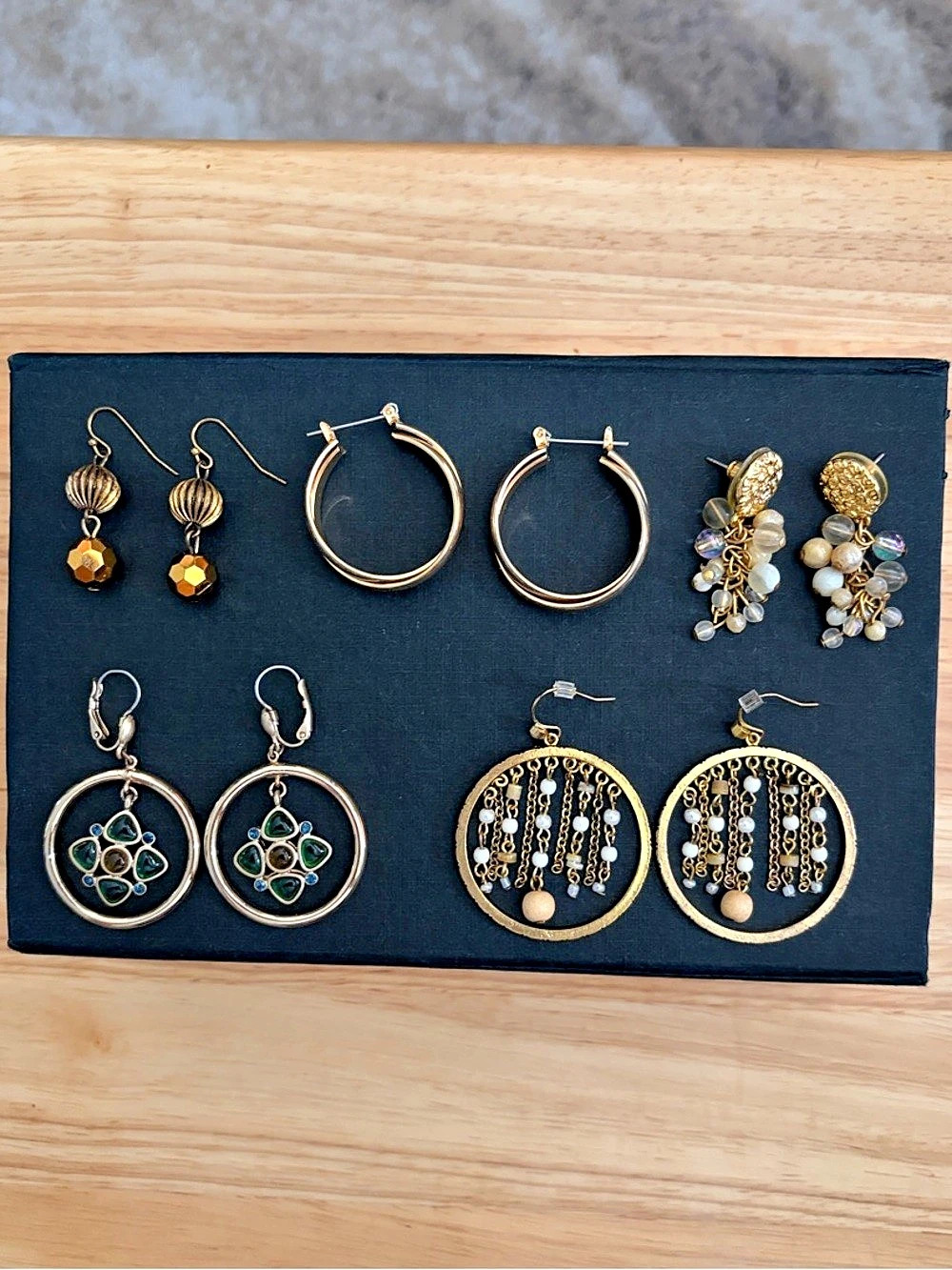 Lot of five pairs-Statement Earrings Assorted Gold tone